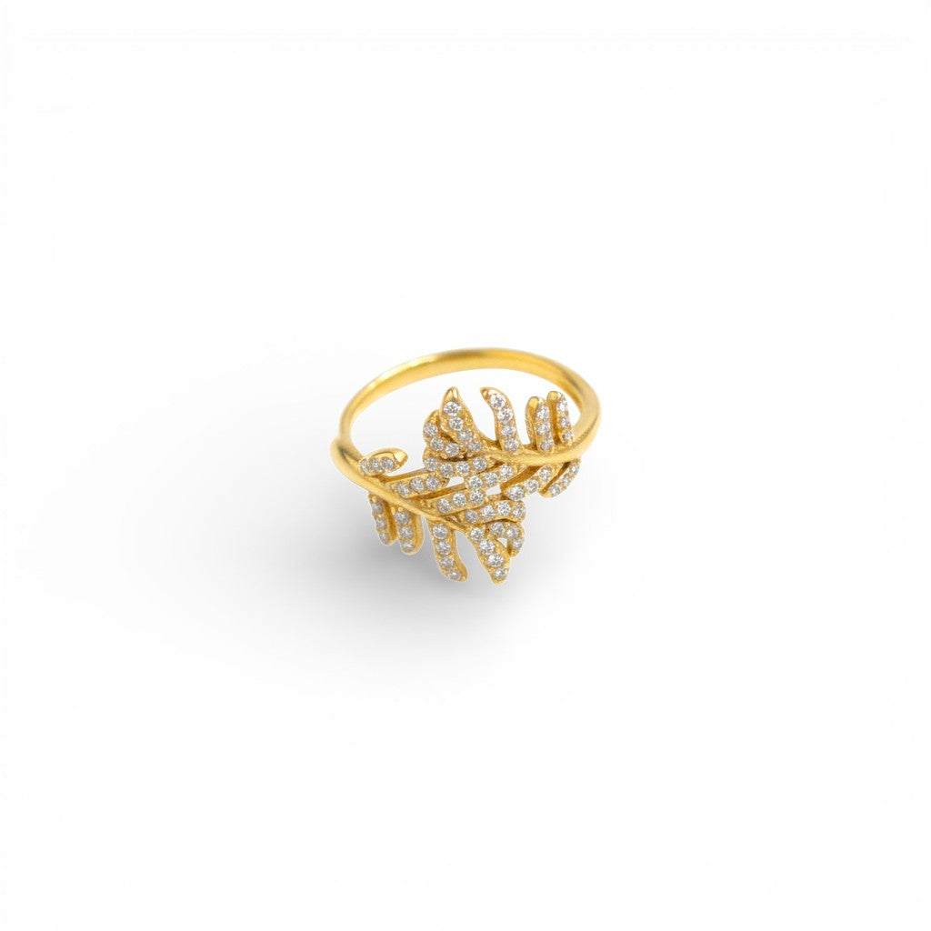 Anello Foglia Pavé In Acciaio Inossidabile