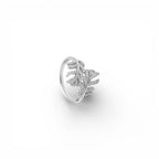 Anello Foglia Pavé In Acciaio Inossidabile