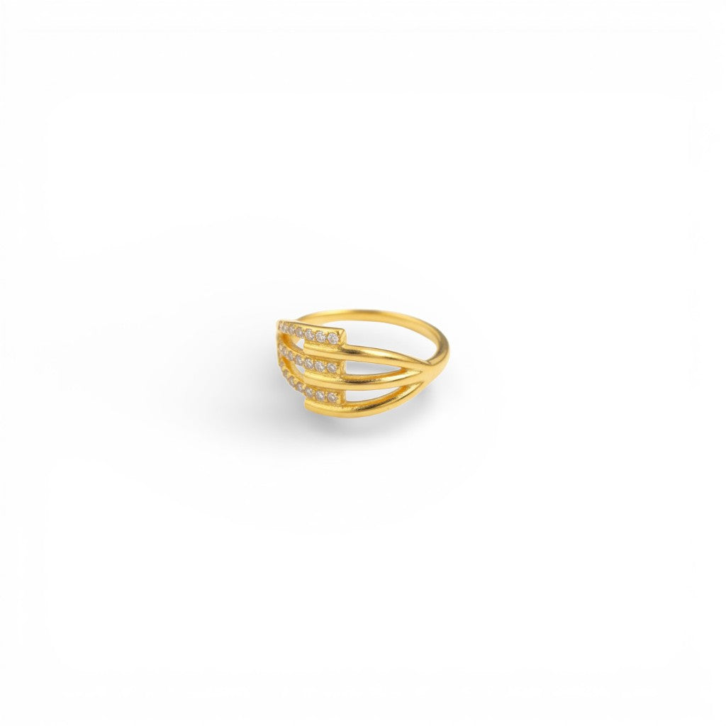 Anello a Tre FilI con Pavé Geometrico In Acciaio Inossidabile