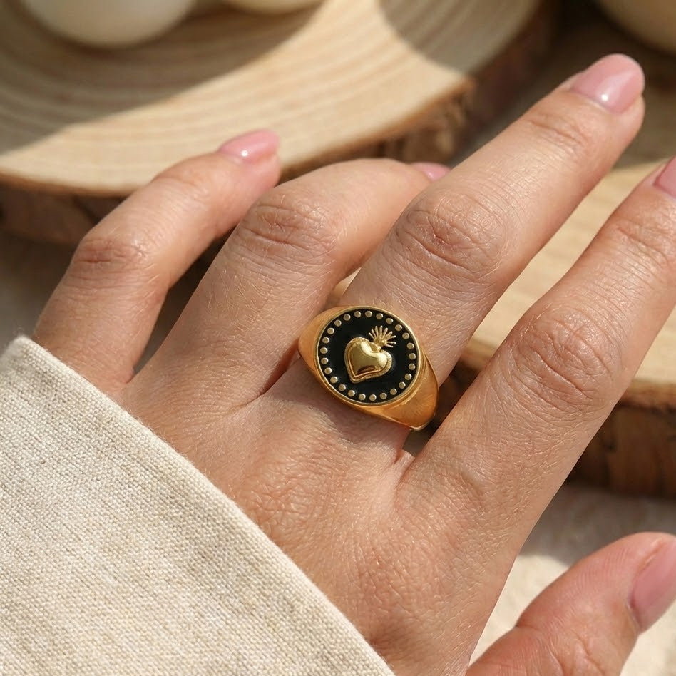 Anello Chevalier Sacro Cuore In Acciaio Inossidabile