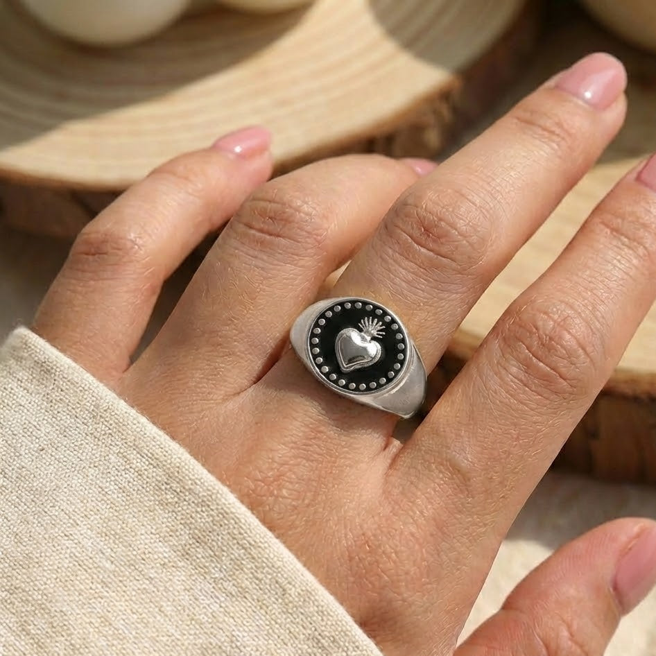 Anello Chevalier Sacro Cuore In Acciaio Inossidabile