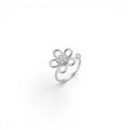 Anello con Fiore e Zirconi In Acciaio Inossidabile