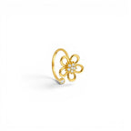 Anello con Fiore e Zirconi In Acciaio Inossidabile