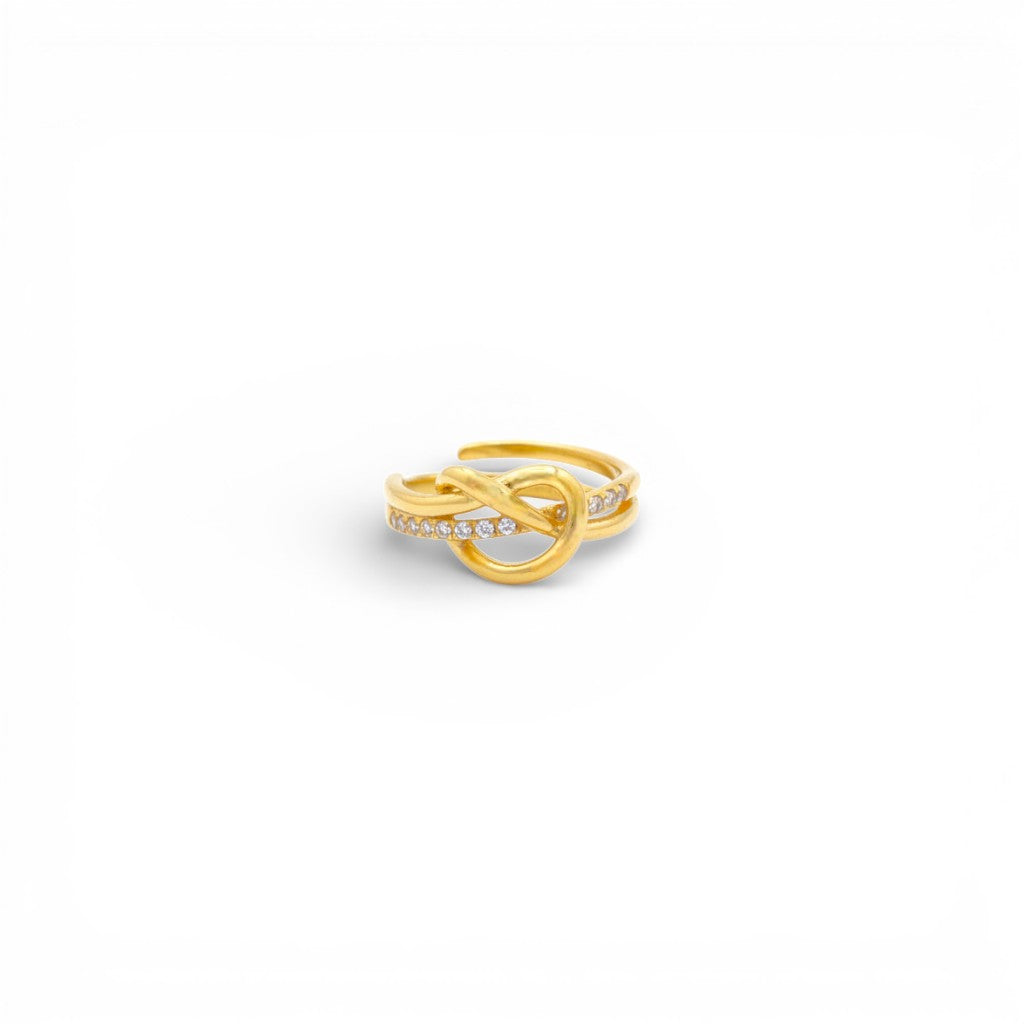 Anello con Nodo Traforato con Pavé in Acciaio Inossidabile