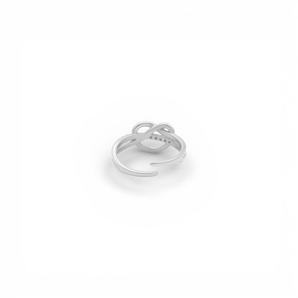 Anello con Nodo Traforato con Pavé in Acciaio Inossidabile