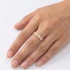Anello con Quattro Pietre Punto Luce e Pavè In Acciaio Inossidabile