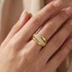 Anello a Fascia Incrociata Pavé In Acciaio Inossidabile