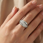 Anello a Fascia Incrociata Pavé In Acciaio Inossidabile