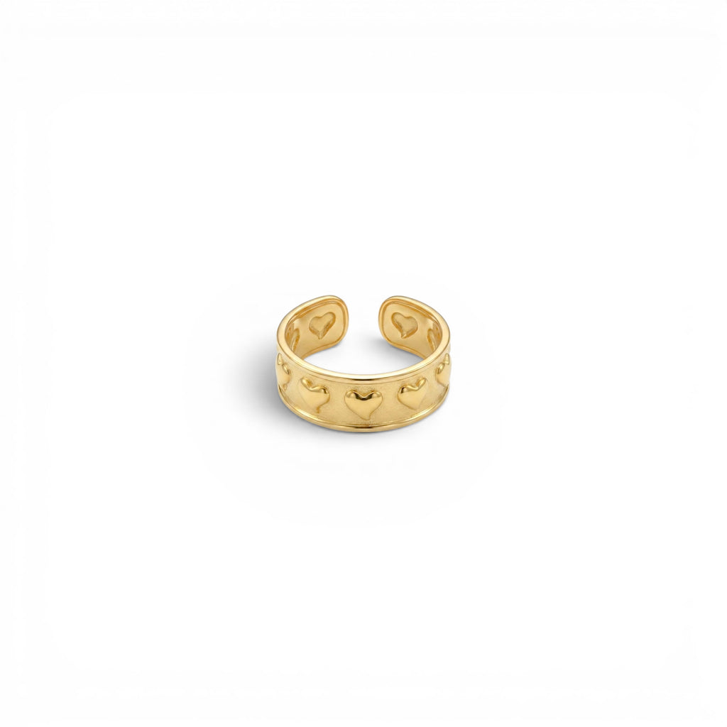 Anello Fascia Cuori In Rilievo In Acciaio Inossidabile