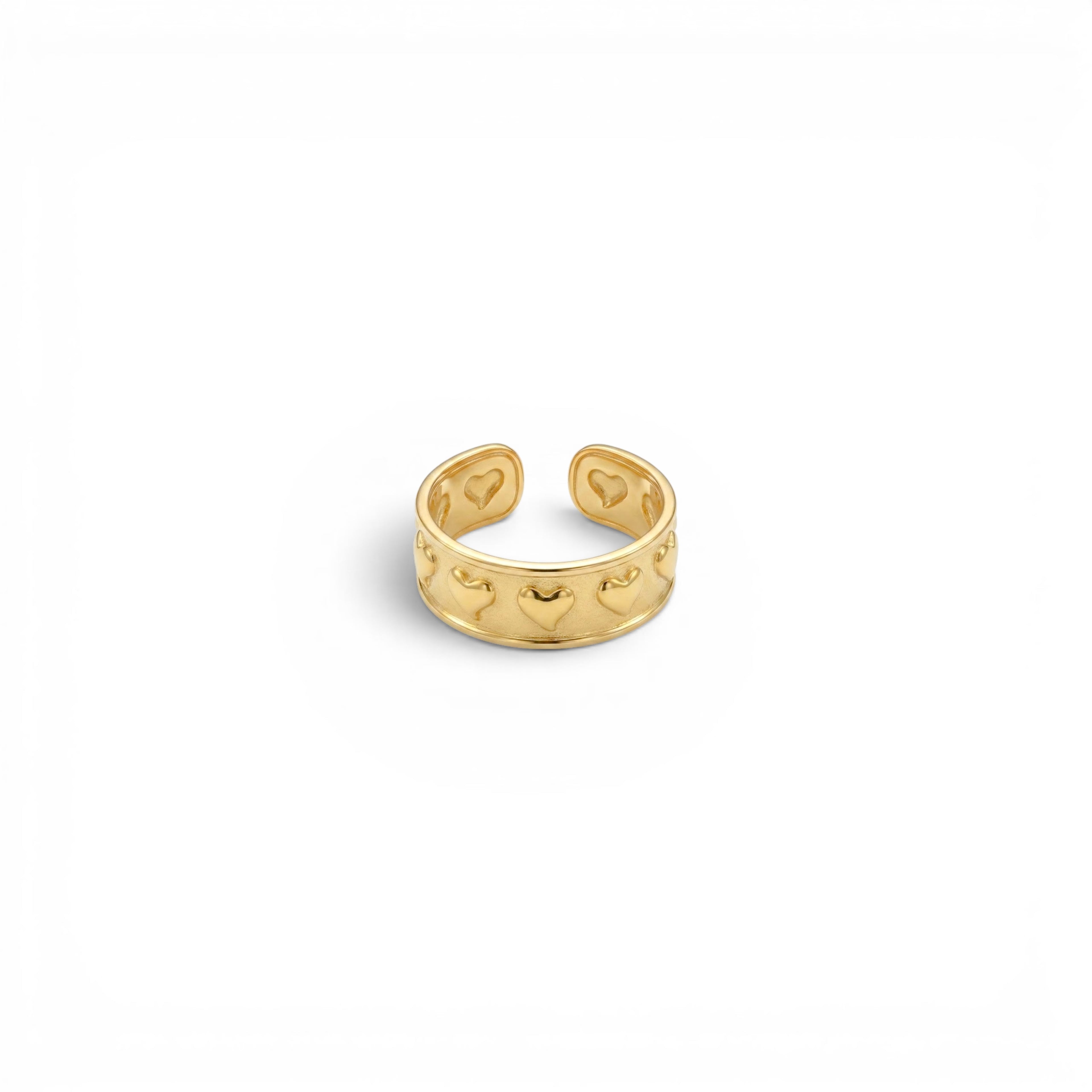 Anello Fascia Cuori In Rilievo In Acciaio Inossidabile
