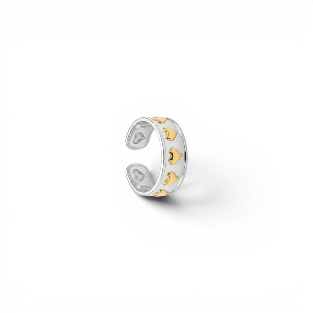 Anello Fascia Cuori In Rilievo In Acciaio Inossidabile