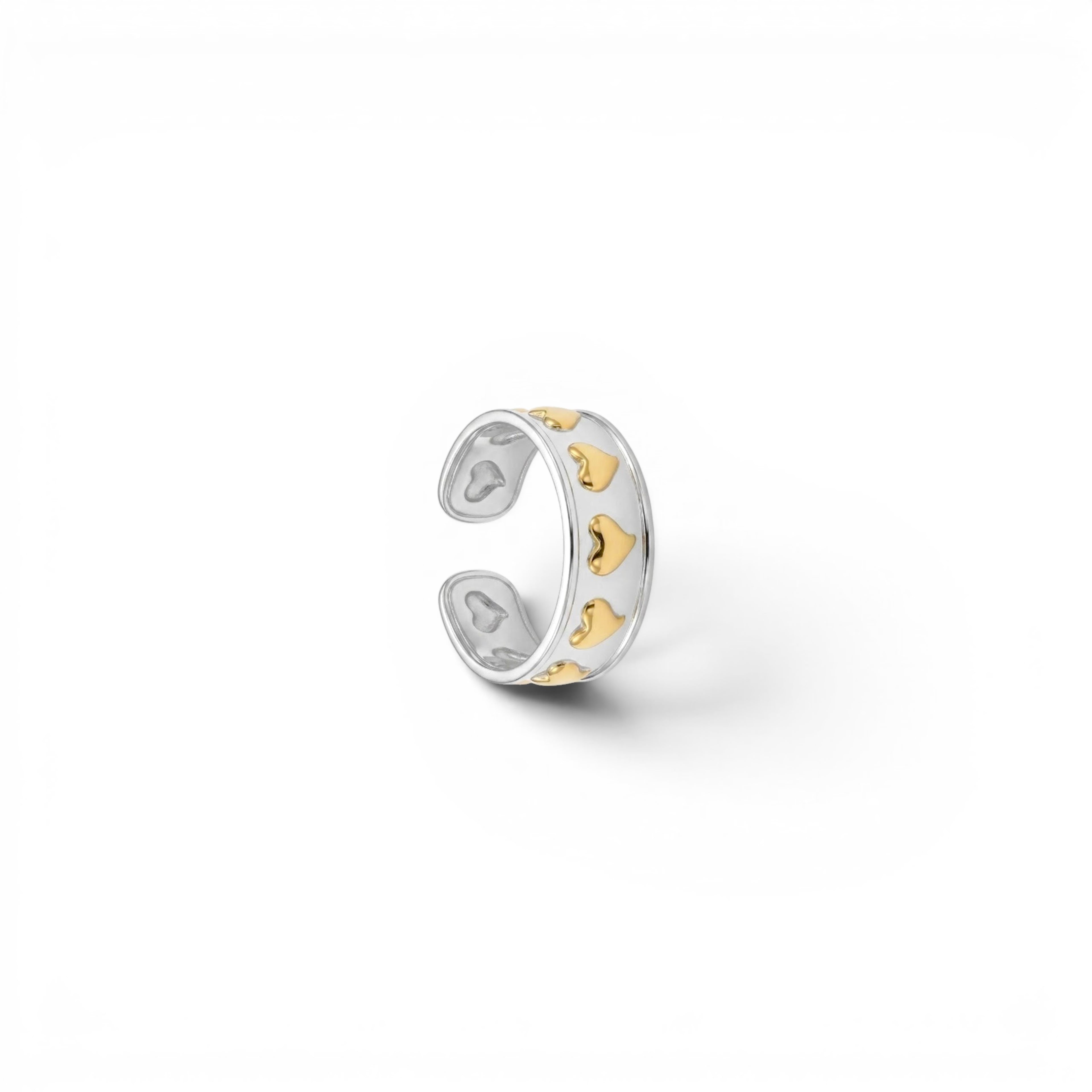Anello Fascia Cuori In Rilievo In Acciaio Inossidabile