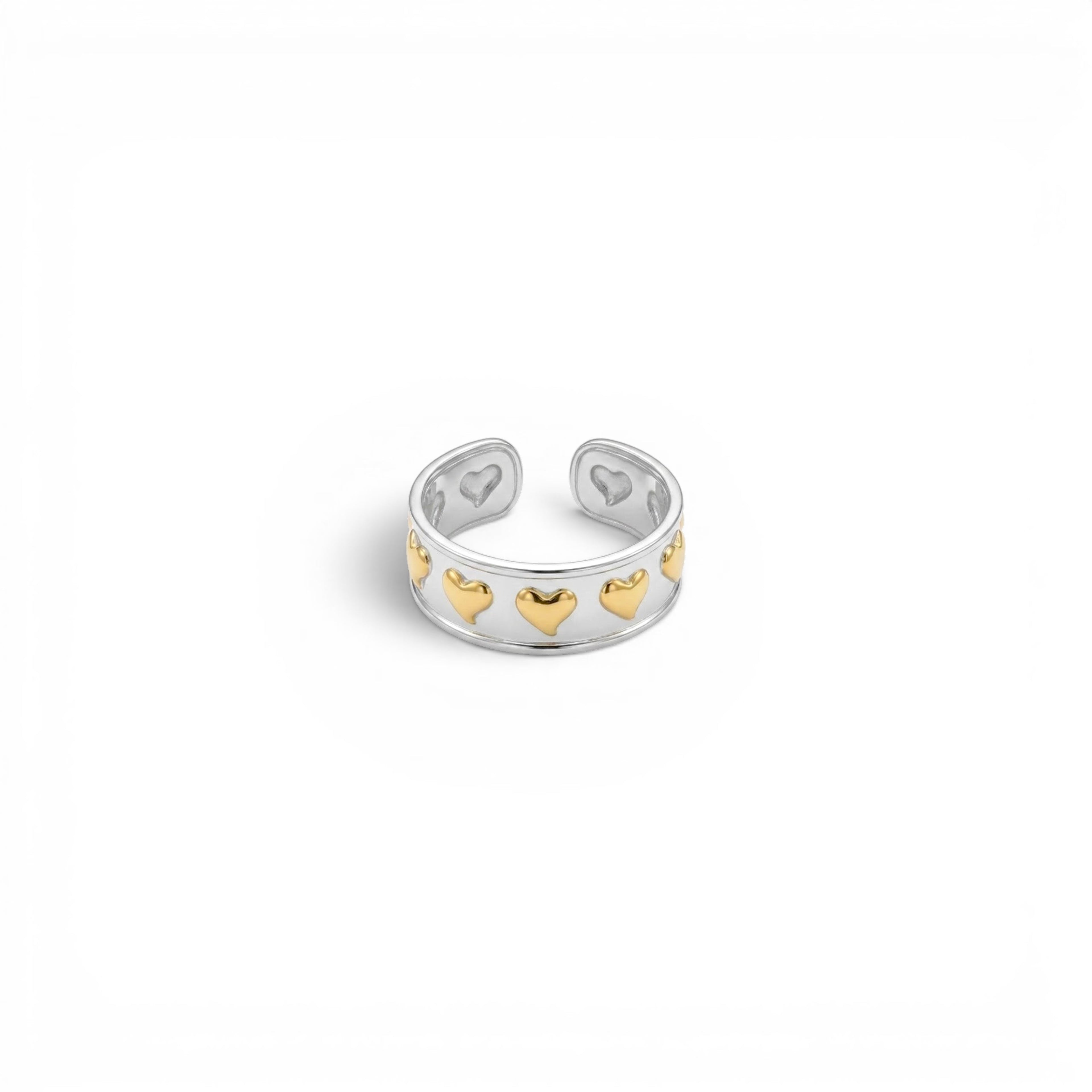 Anello Fascia Cuori In Rilievo In Acciaio Inossidabile