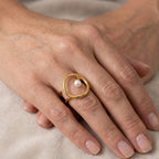 Anello Astratto Con Perla In Acciaio Inossidabile