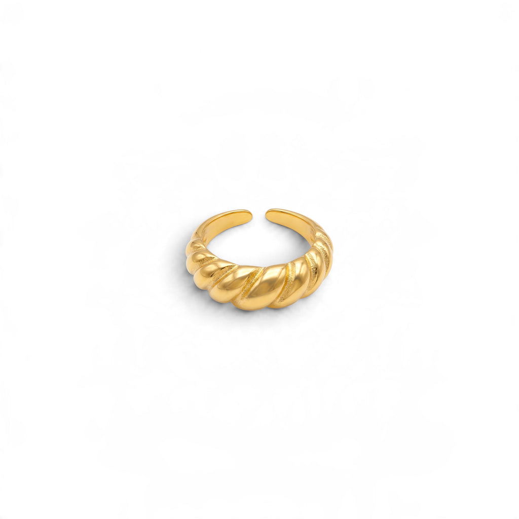 Anello Fascia Torchon Croissant Slim In Acciaio Inossidabile