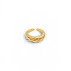 Anello Fascia Torchon Croissant Slim In Acciaio Inossidabile