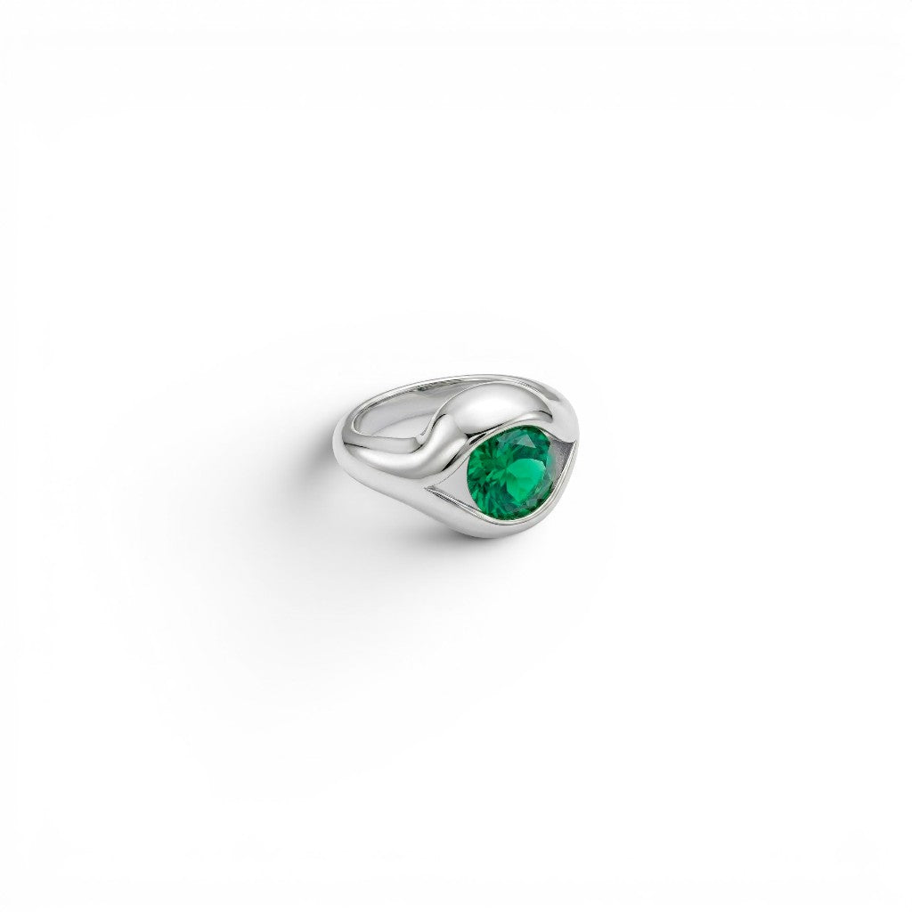Anello Occhio con Pietra Colorata In Acciaio Inossidabile