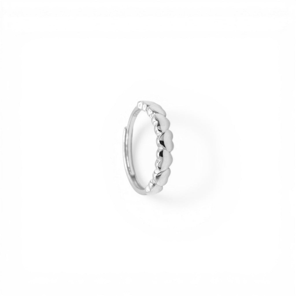 Anello Mezza Vera con Cuori Lisci Bombati In Argento 925