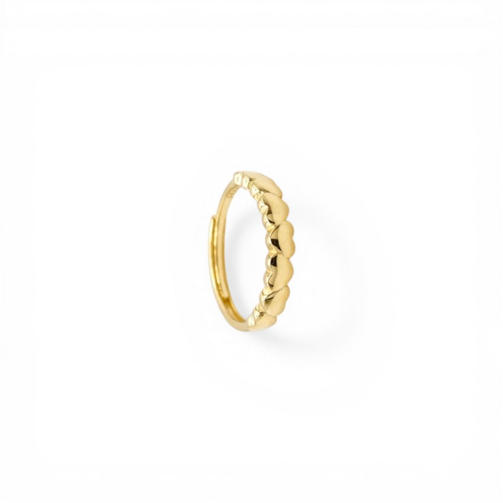 Anello Mezza Vera con Cuori Lisci Bombati In Argento 925