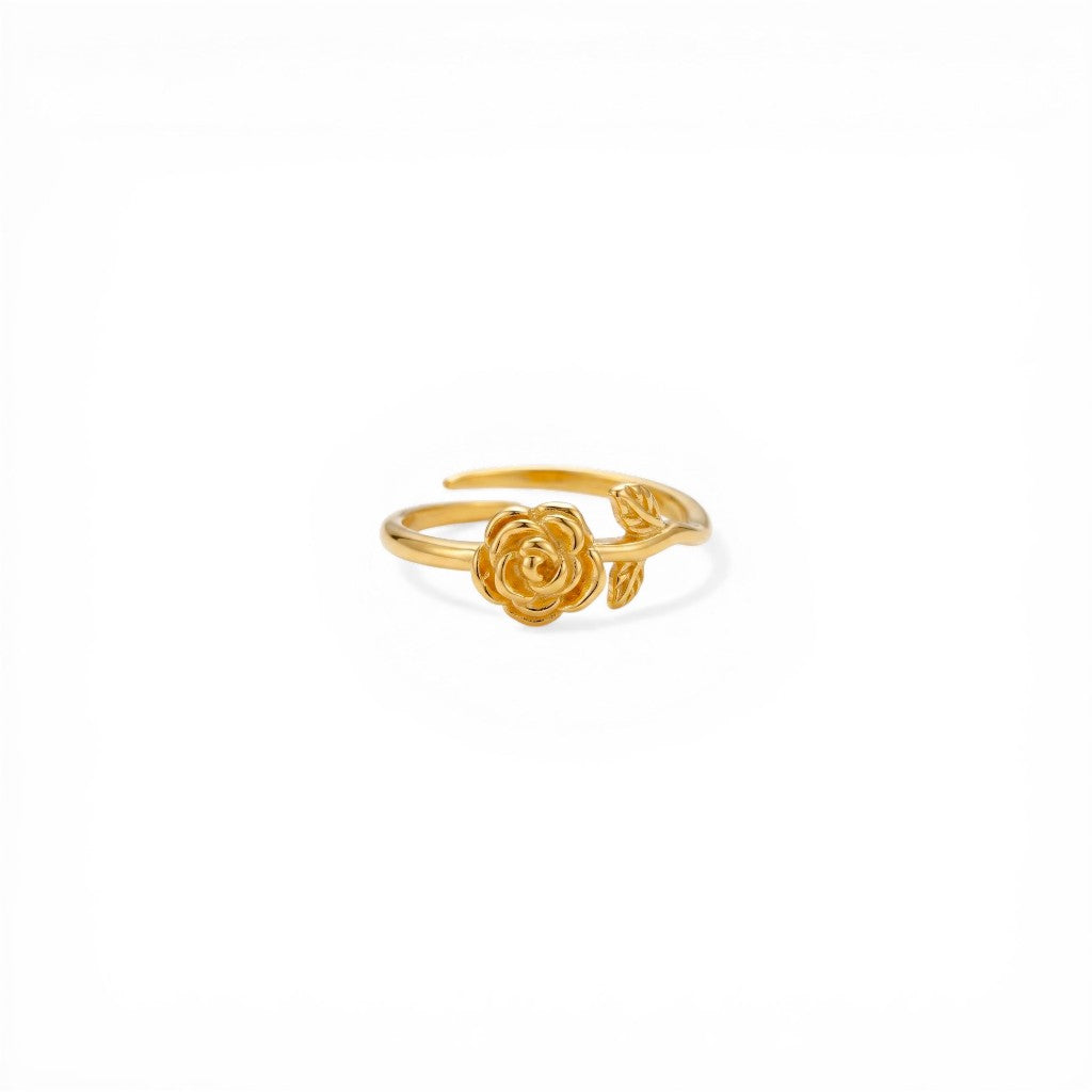 Anello Rosa con Bocciolo In Acciaio Inossidabile