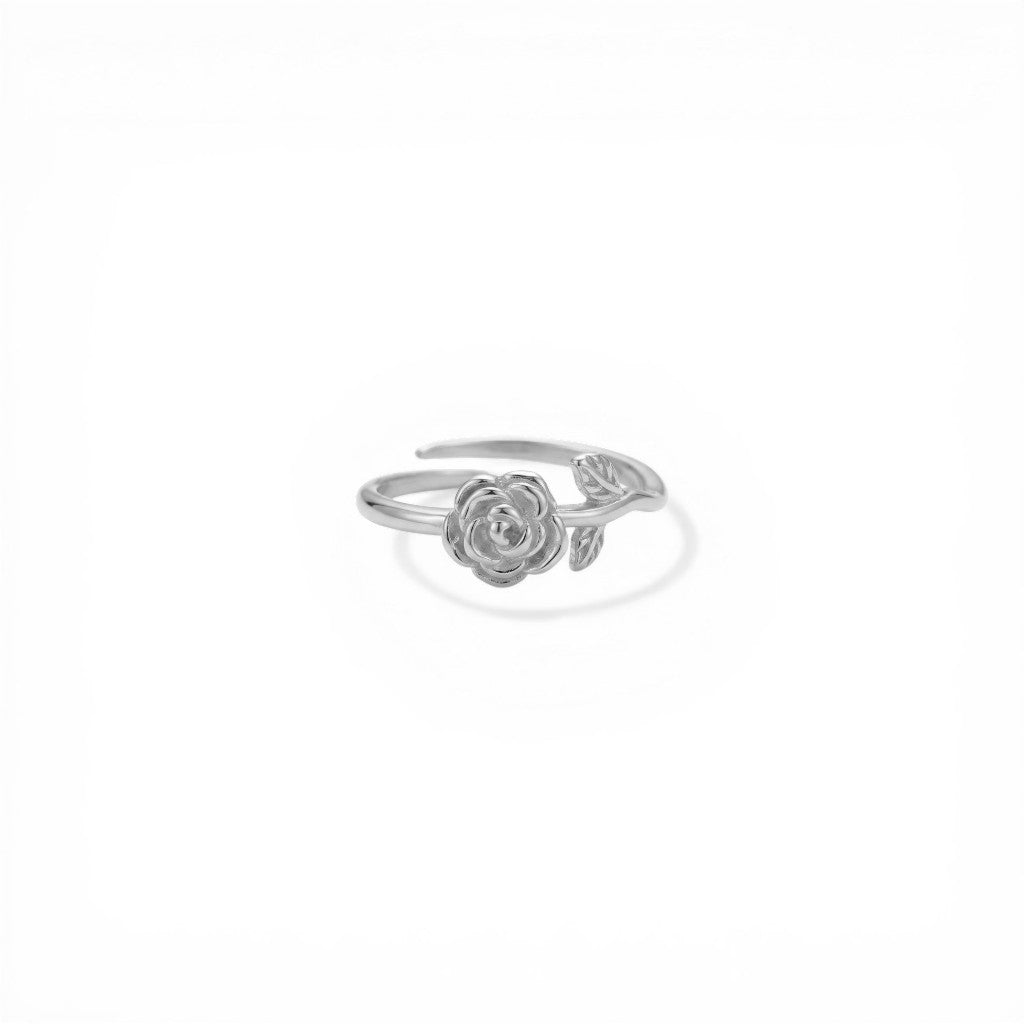 Anello Rosa con Bocciolo In Acciaio Inossidabile