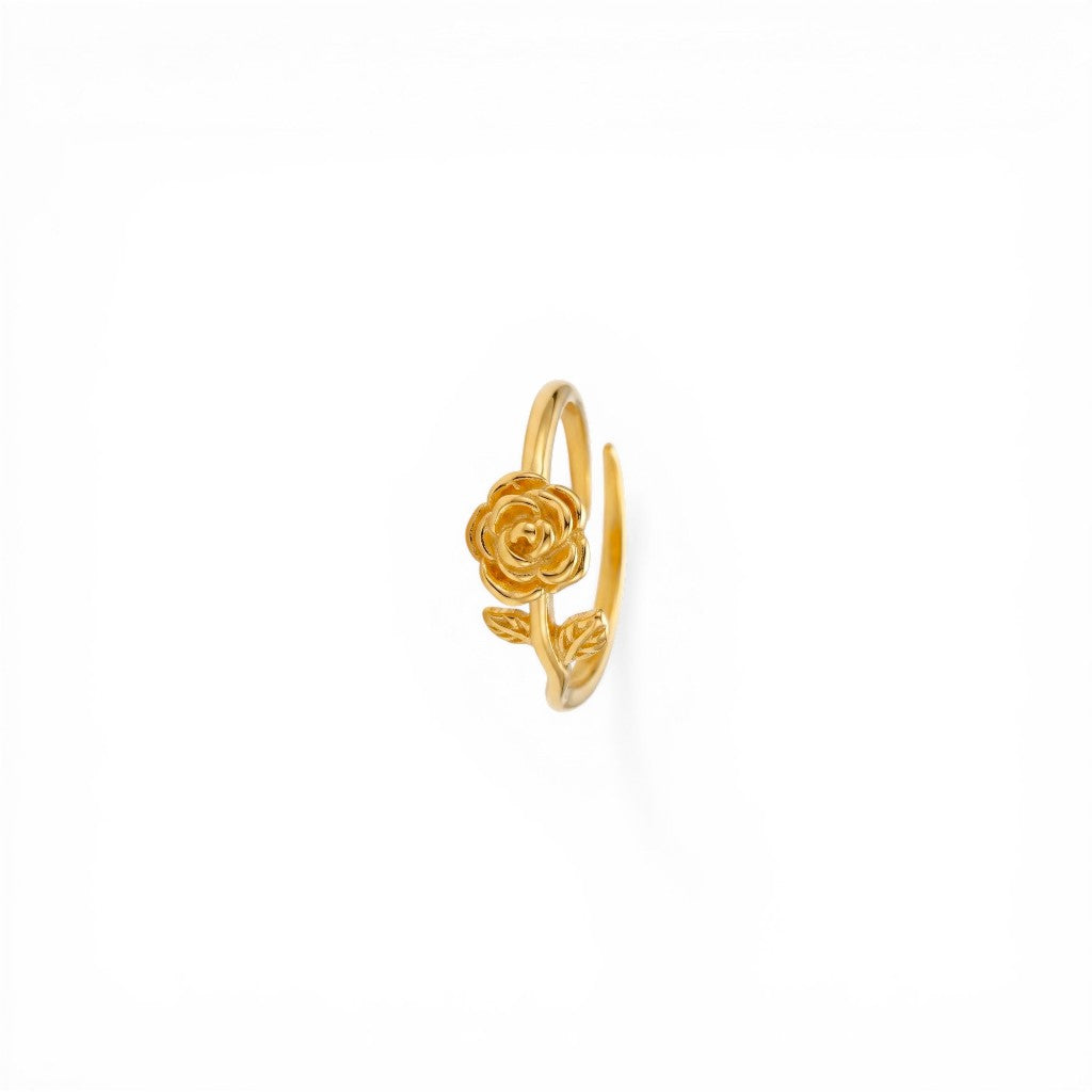 Anello Rosa con Bocciolo In Acciaio Inossidabile