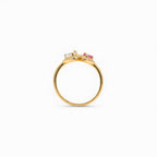 Anello Double Heart Zirconi Bicolore con Pavé Luminoso In Acciaio Inossidabile