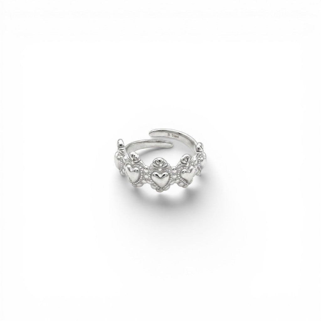 Anello a Fascia Larga Cuore Sacro Inciso In Acciaio Inossidabile