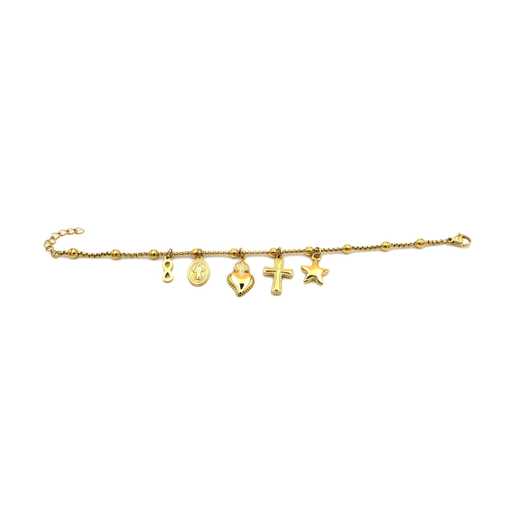 Bracciale "Spiritual Mix" con Charm e Sfere In Acciaio Inossidabile