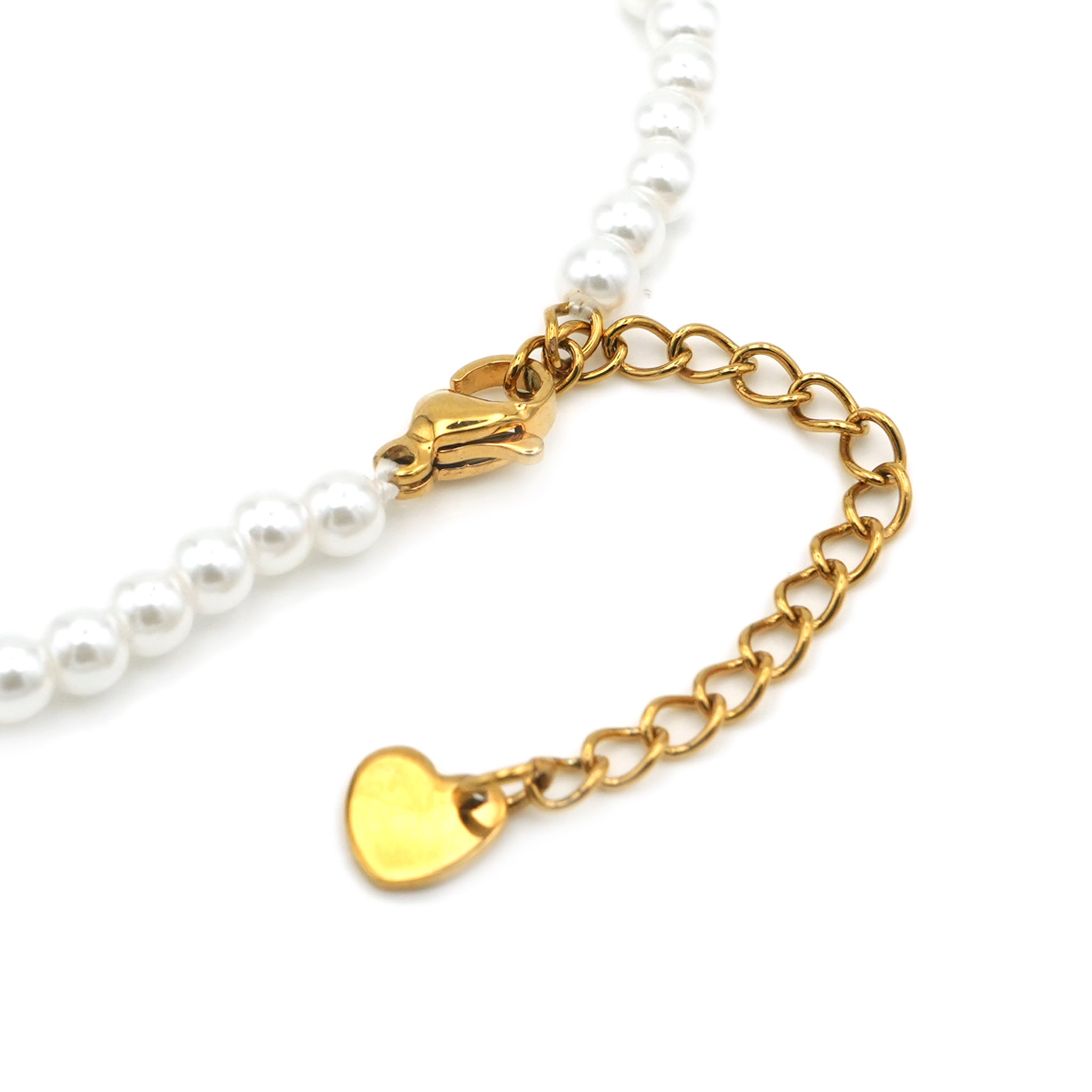 Bracciale in Acciaio con Perle e Cuore Luminoso