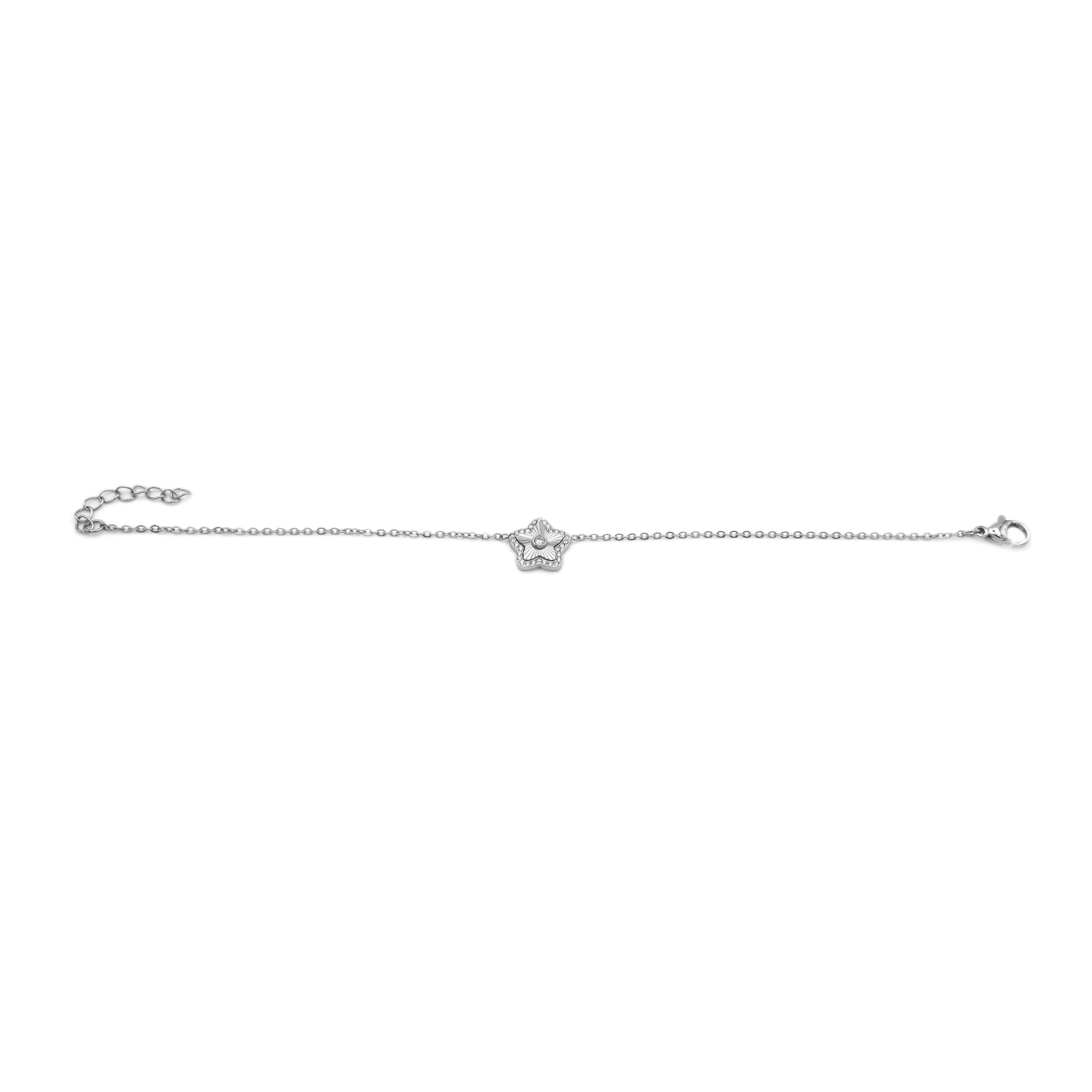 Bracciale Acciaio con Fiore Stilizzato