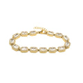 Bracciale Tennis con Cristalli Baguette e Halo In Acciaio Inossidabile
