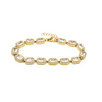Bracciale Tennis con Cristalli Baguette e Halo In Acciaio Inossidabile