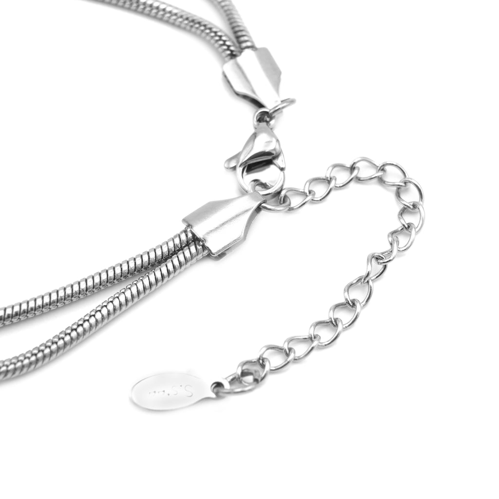 Bracciale Doppia Catena Snake con Sfere In Acciaio Inossidabile