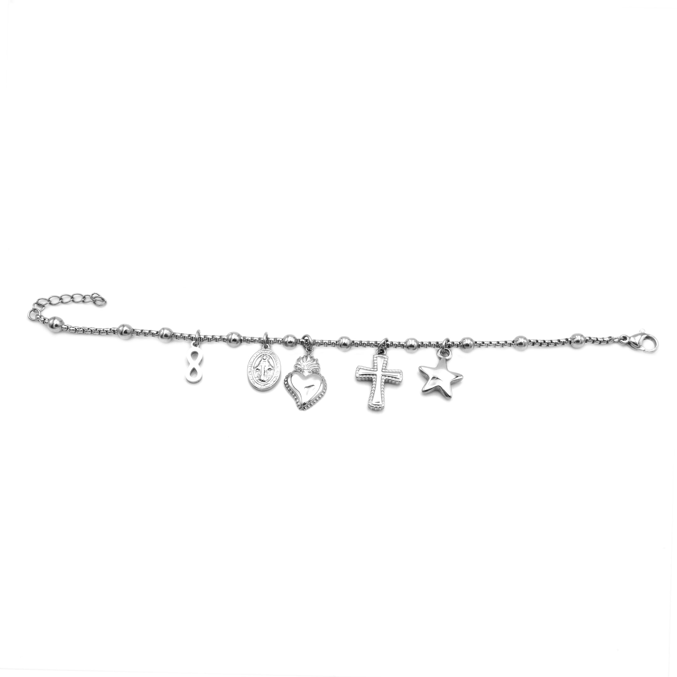 Bracciale "Spiritual Mix" con Charm e Sfere In Acciaio Inossidabile