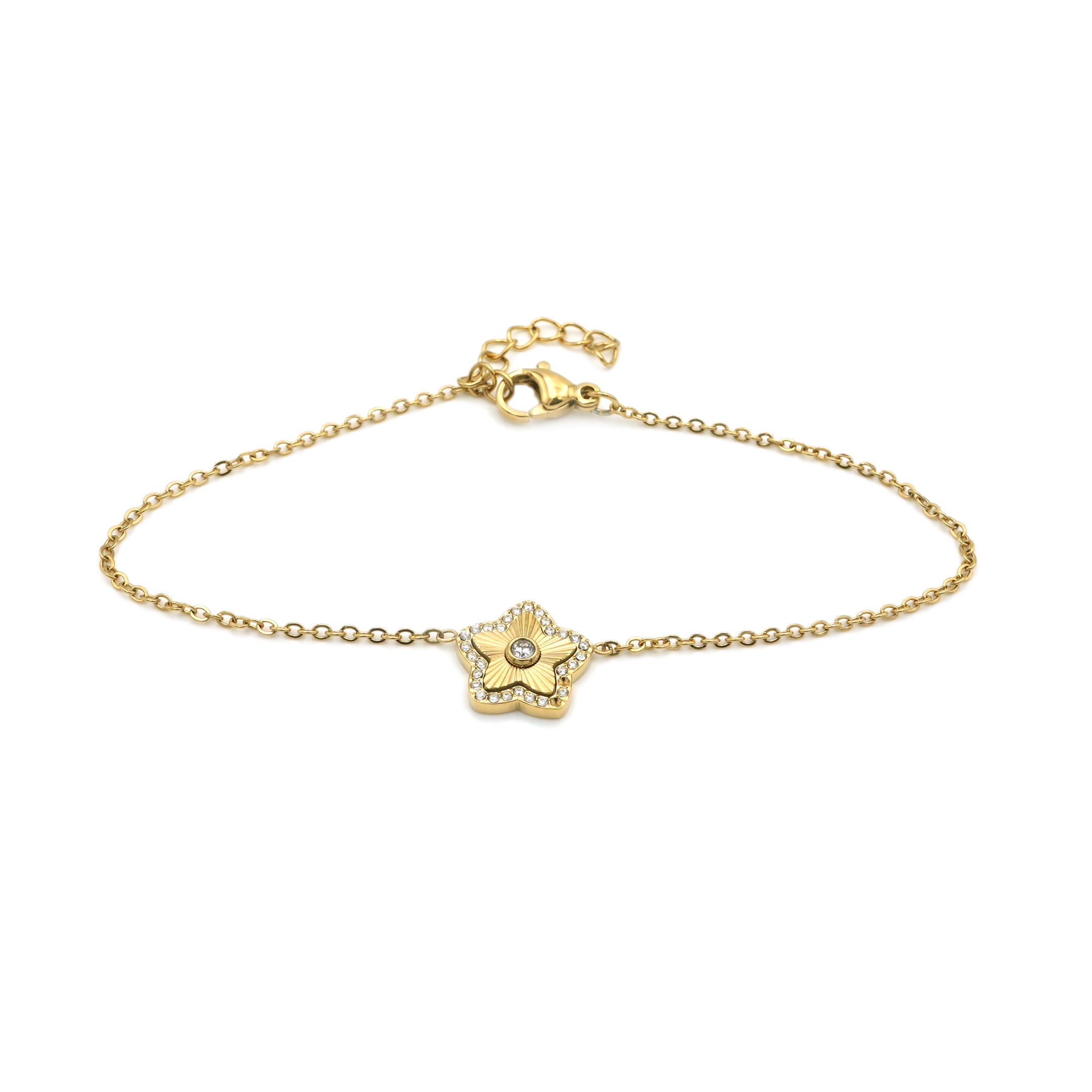 Bracciale Stella Radiante con Pavé e Punto Luce In Acciaio Inossidabile