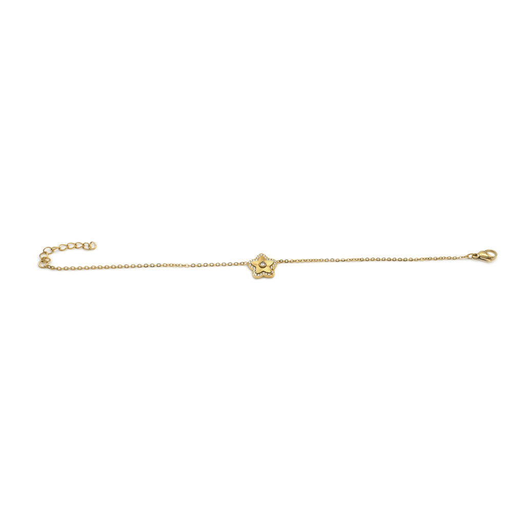 Bracciale Stella Radiante con Pavé e Punto Luce In Acciaio Inossidabile