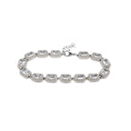 Bracciale Tennis con Cristalli Baguette e Halo In Acciaio Inossidabile