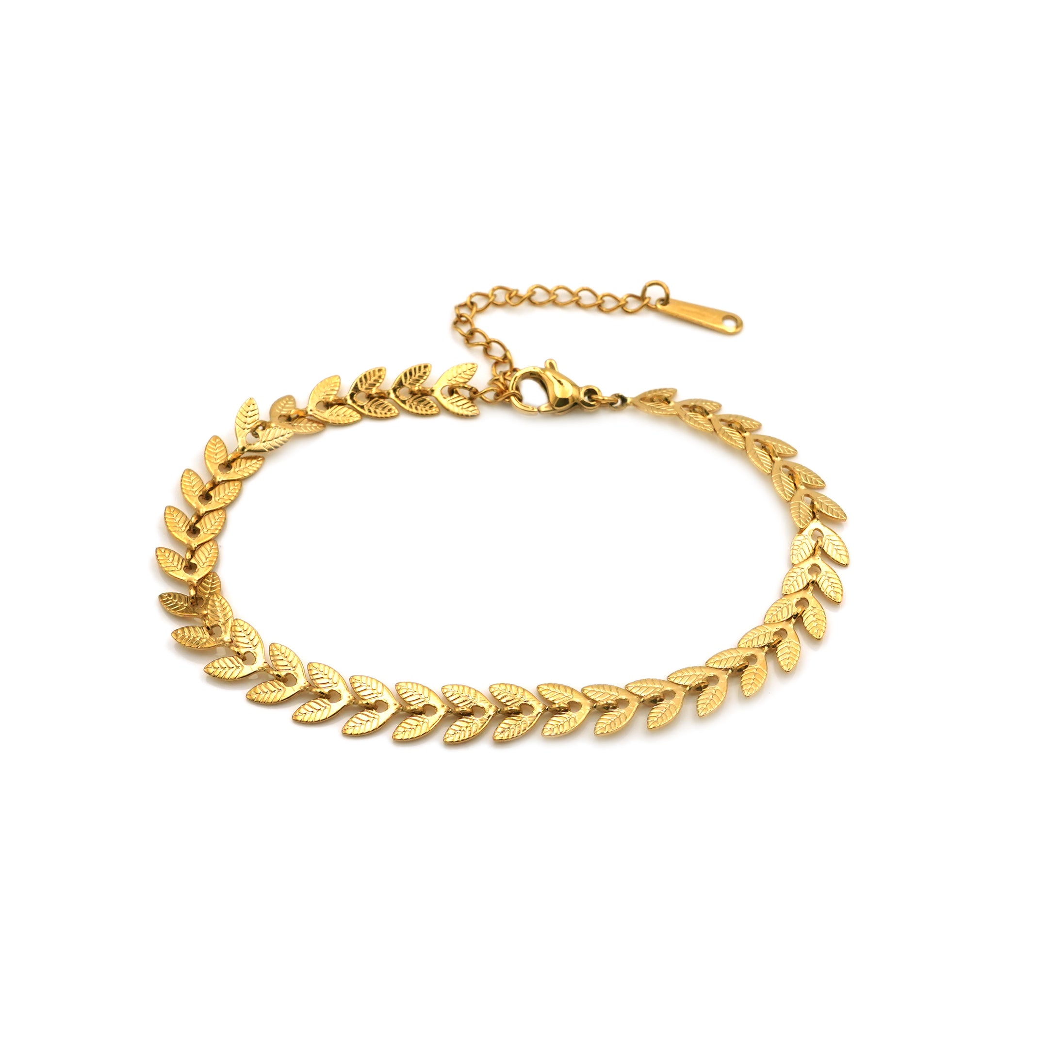 Bracciale a Foglie Alloro In Acciaio Inossidabile