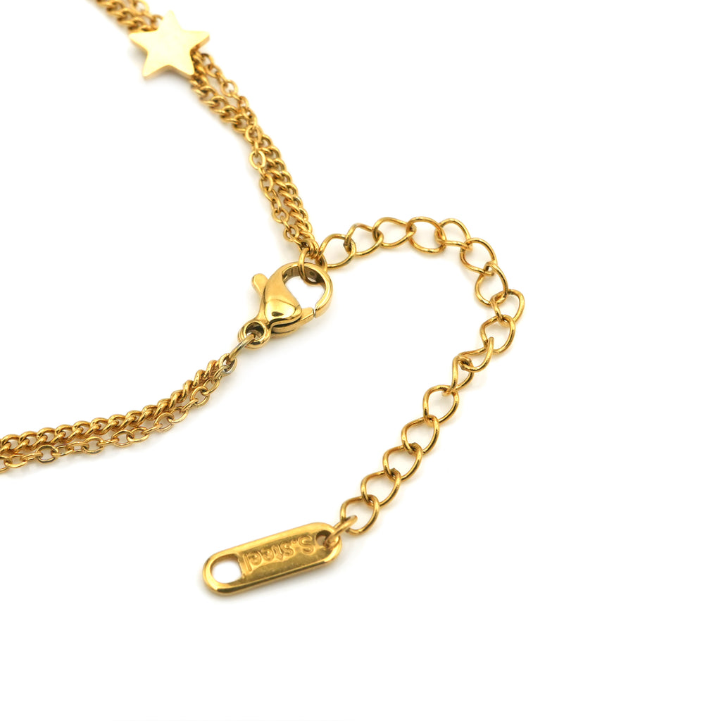 Bracciale Doppia Catena Celestial con Stelle e Lune In Acciaio Inossidabile