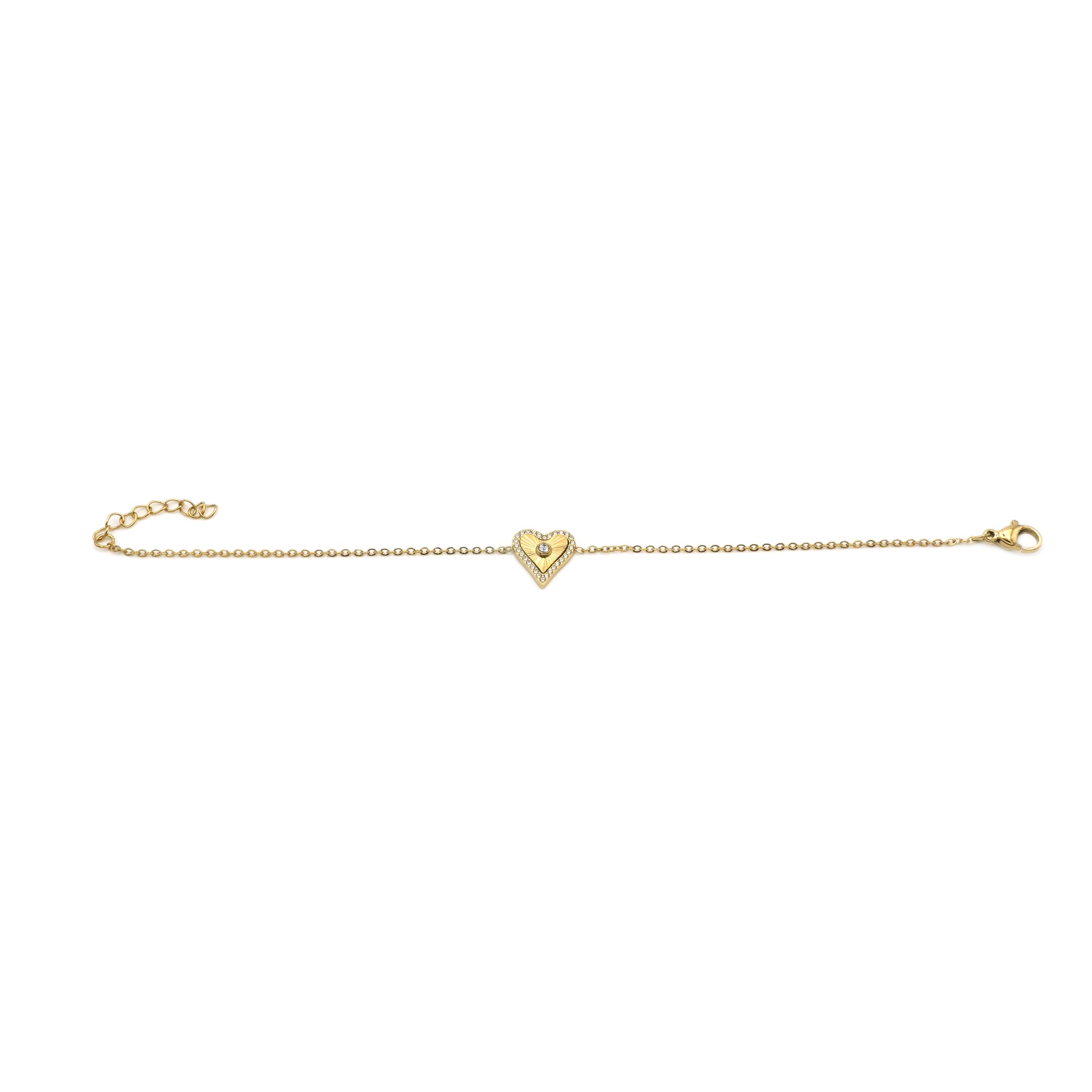Bracciale Cuore Radiante con Pavé e Punto Luce In Acciaio Inossidabile