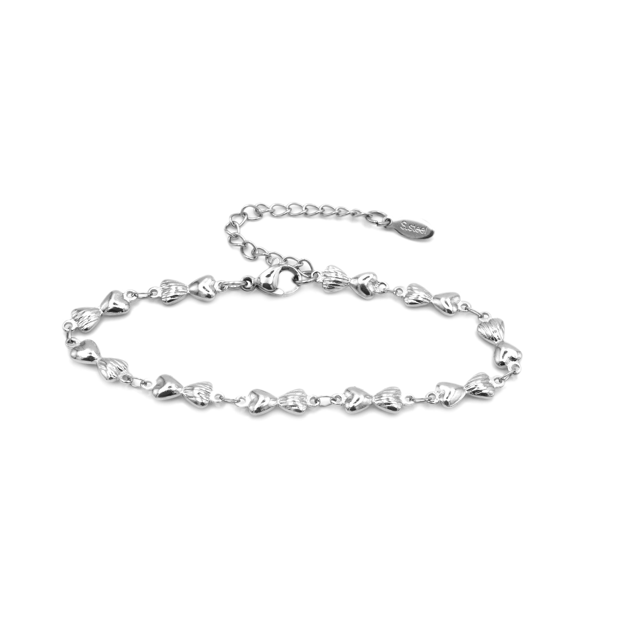 Bracciale Catena di Piccoli Cuori In Acciaio Inossidabile