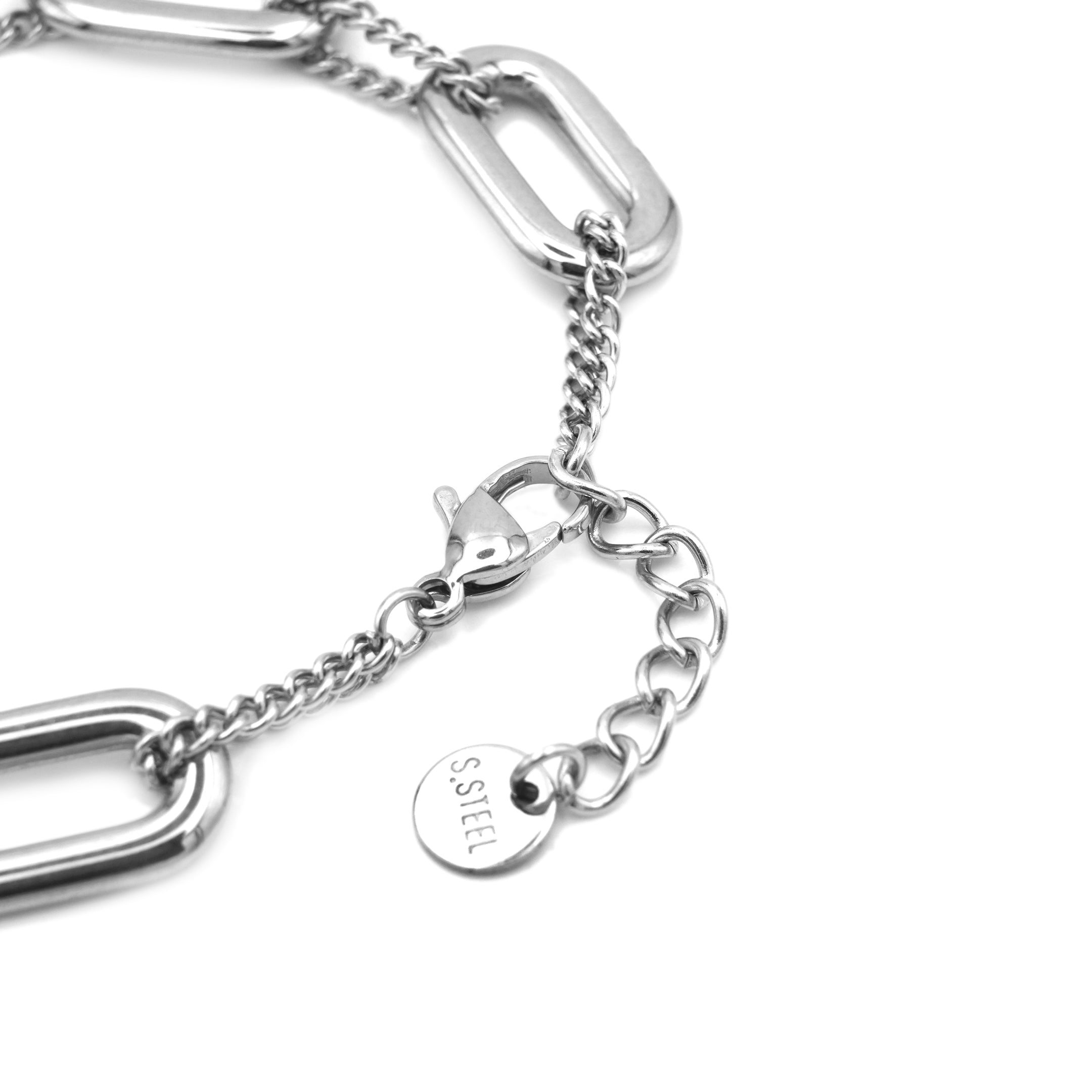 Bracciale con Link Ovali e Doppia Catena In Acciaio Inossidabile
