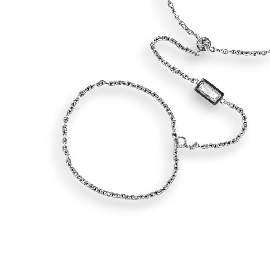 Bracciale Baciamano Cristallo Rettangolare Acciaio
