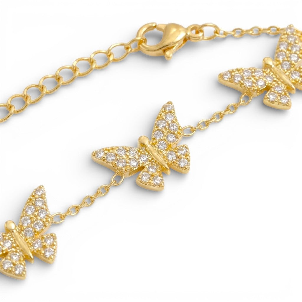 Bracciale Farfalle Zirconate In Acciaio Inossidabile