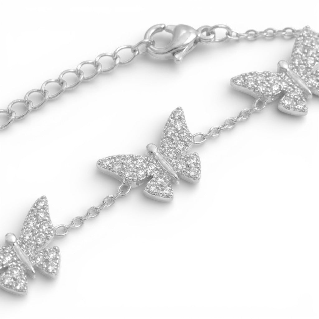 Bracciale Farfalle Zirconate In Acciaio Inossidabile