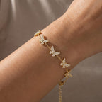 Bracciale Farfalle Zirconate In Acciaio Inossidabile