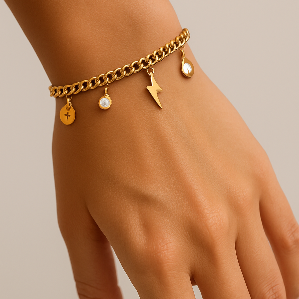 Bracciale con charms fulmine in Acciaio