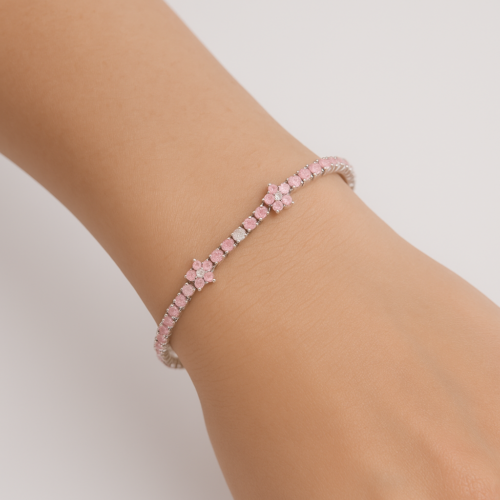 Bracciale Fiore di Zirconi in Argento