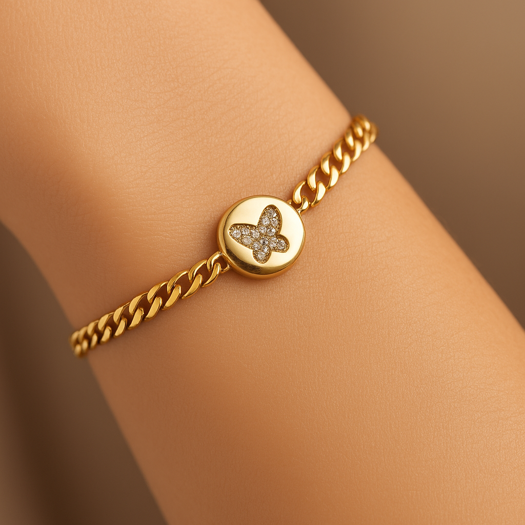 Bracciale catena con farfalla in Argento